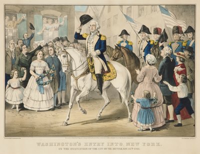 دخول واشنطن إلى نيو يورك بعد إخلاء البريطانيين للمدينة في 25 نوفمبر 1783 بواسطة كوريير وآيفز