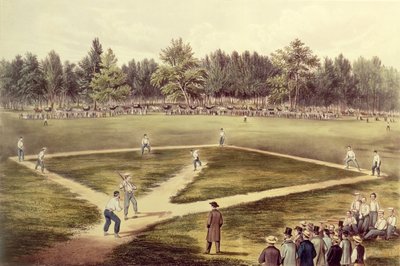 اللعبة الوطنية الأمريكية للبيسبول - المباراة الكبرى في Elysian Fields ، Hoboken ، NJ ، 1866 (انظر أيضًا 159490) بواسطة N. and Ives، JM Currier