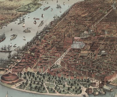 مدينة نيويورك (التفاصيل) ، 1883 بواسطة N. and Ives، JM Currier