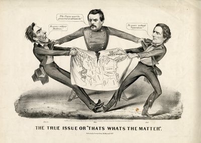 القضية الحقيقية أو هذه هي المسألة ، 1864 بواسطة N. and Ives، JM Currier
