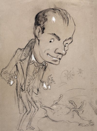 بودلير يذهل أمام حصان ميت وعلى ظهره. تمثيل الشاعر تشارلز بودلير (1821-1867) بواسطة نادار