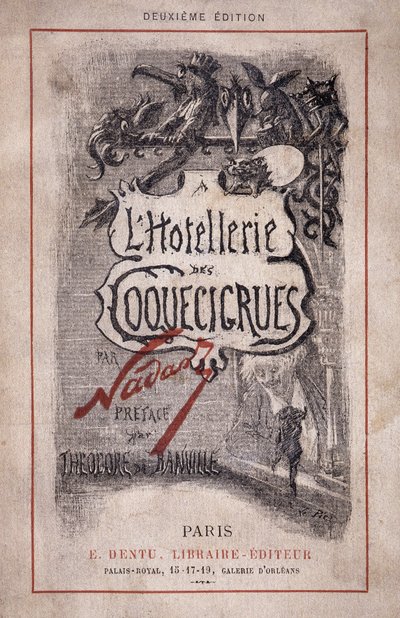 كتاب “The hotellerie des coquecicrues” ”. ملاحظات قلم رصاص ، مقدمة بقلم ثيودور دي بانفيل بواسطة نادار