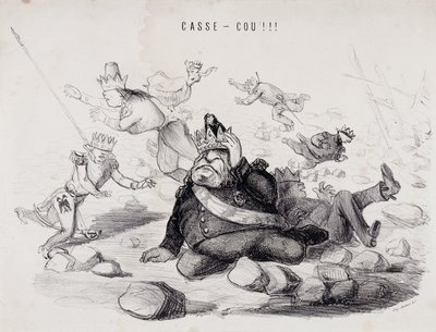 دارنيك !!! (كسر العنق). الطباعة الحجرية لغابرييل أوبير ، الطابعة في باريس التي تنشر صحيفة "La Caricature" بواسطة نادار