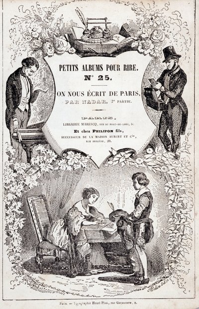 واجهة "ألبومات صغيرة للضحك رقم 25. لقد كتبوا لنا من باريس. الجزء الثاني "، 1850 (نقش) بواسطة نادار