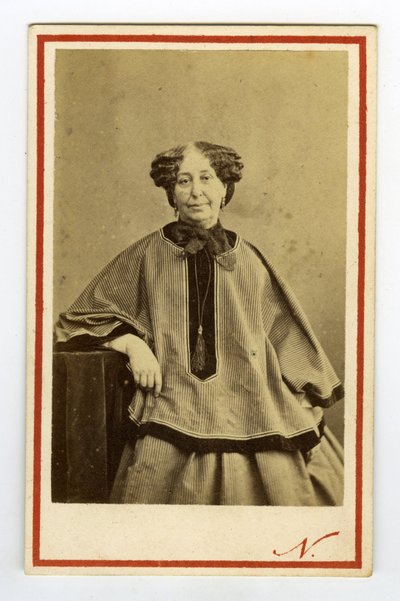 Portrait of writer George Sand (1804-1876) (Aurore Dupin), Baroness Dudevant. Business card بواسطة نادار