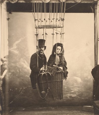 [نادر مع زوجته ، إرنستين ، في بالون] ، كاليفورنيا. 1865 ، طُبعت 1890. بواسطة نادار