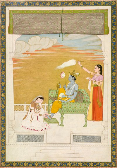 لاكشمي يقوم بتدليك قدم فيشنو ، كاليفورنيا. 1765-1770. التأليف: نينسوخ ، مانجو. بواسطة نينسوخ مانجو