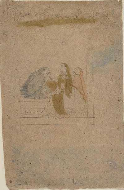 سيدة مع الحضور ، كاليفورنيا. 1775-80. بواسطة Nainsukh