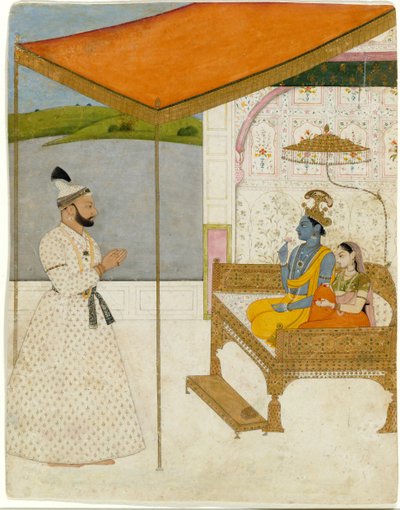 رؤية رجا بالوانت سينغ لكريشنا ورادها ، كاليفورنيا. 1745-50. بواسطة Nainsukh