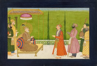 الشاعر سوندار داس أمام الإمبراطور شاه جهان ، ورقة من Sundar Shringar ، كاليفورنيا. 1750-1760. بواسطة Nainsukh