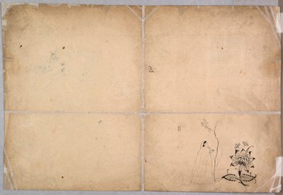 اثنان من الفيلة يقاتلون في فناء قبل محمد شاه ، ج. 1730-40. بواسطة Nainsukh