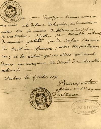 قسم نابليون الدستوري ، 6 يوليو 1791 ، 1921. بواسطة نابليون بونابرت الأول