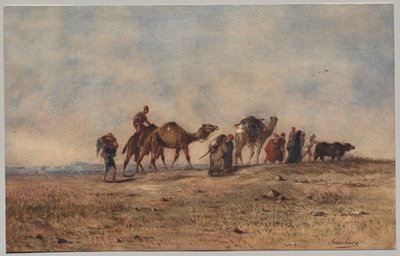 قافلة في الصحراء بواسطة Narcisse Berchere
