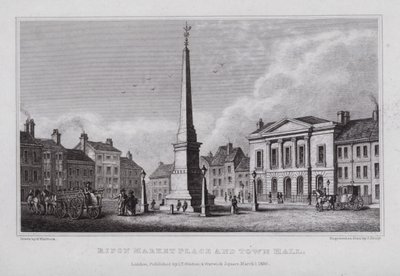 Ripon Market Place and Town Hall (engraving) بواسطة ناثانيال (بعد) ويتوك