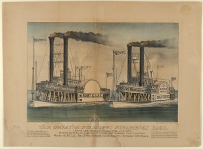 The Great Mississippi Steamboat Race - من نيو أورلينز إلى سانت لويس ، يوليو 1870 - بين ر ... ، 1872-1874. التأليف: ناثانيال كوريير ، وجيمس ميريت آيفز ، وكرير ، وآيفز. بواسطة كوريير وآيفز