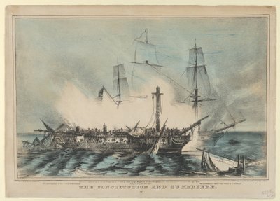 الدستور و Guerriere - حارب في 19 أغسطس 1812 - كان لدى Guerriere 15 رجلاً قتل ... ، 1848. بواسطة ناثانيل كورير