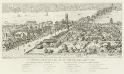 ساوثوارك ولندن بريدج ، حيث ظهرت حوالي 1546 بواسطة Nathaniel Whittock