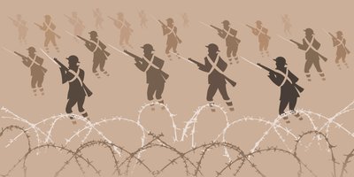 جنود الحرب العالمية الأولى بالحراب - الخارجين من الخنادق بواسطة نيل أوزبورن