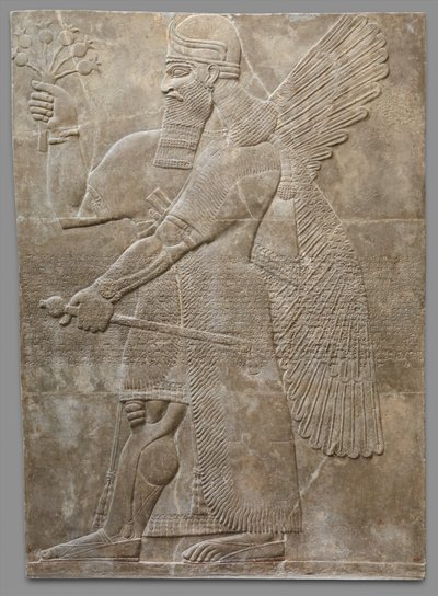 لوحة الإغاثة ، Neo-Assyrian ، c.883-859 قبل الميلاد (الجبس المرمر) بواسطة Neo Assyrian