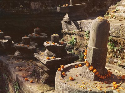 شيفا lingams في معبد Pashupatinah بواسطة المدرسة النيبالية