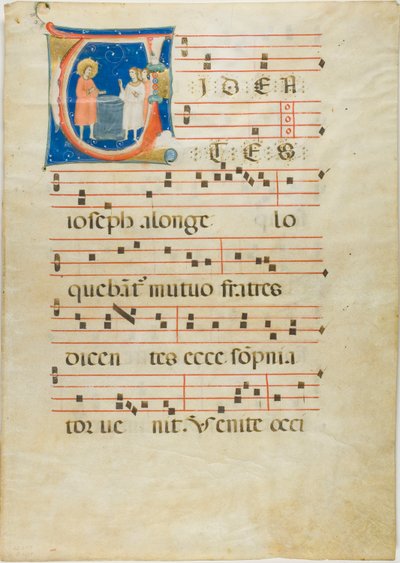 جوزيف وإخوته في البئر ، الأولي V من Antiphonary بواسطة Neri da Rimini