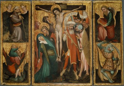 لوحة ثلاثية للصليب مع القديسين أنطونيوس وكريستوفر ويعقوب وجورج بواسطة Netherlandish