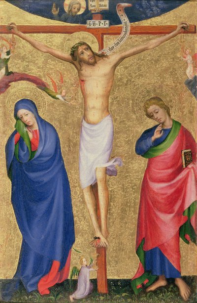 الصلب ، من مذبح قابل للطي ، c.1400 (تمبرا وأوراق الذهب على اللوحة) بواسطة المدرسة الهولندية