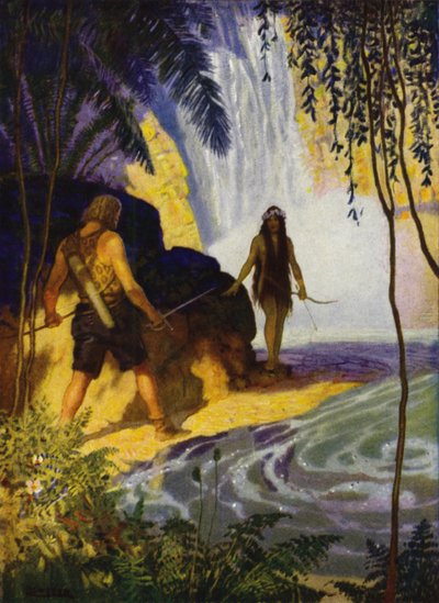 رسم توضيحي لـ Westward Ho! بواسطة تشارلز كينجسلي (لون ليثو) بواسطة محادثة نيويل (بعد) ويث
