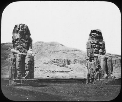 تمثال ممنون ، الأقصر طيبة ، مصر ، c1890 بواسطة نيوتن وشركاه