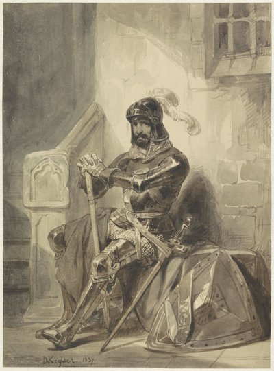 فارس جالس في درع من العصور الوسطى بواسطة Nicaise de Keyser