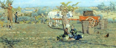 في الحقول ، حوالي عام 1891 ، بقلم نيكولو كانيشي (1846-1906). زيت على قماش ، 41.5 × 90.5 سم. بواسطة Nicocolo Cannicci