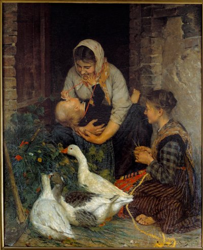 فرحة الأمومة لوحة لنيكولو كانيسي (1846-1906) بواسطة Nicocolo Cannicci