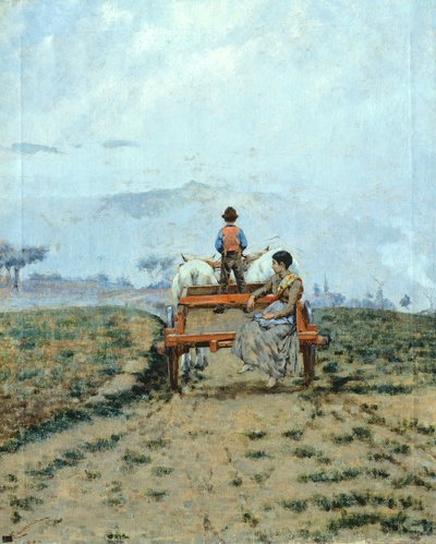 على عربة في الحقول بواسطة Nicocolo Cannicci