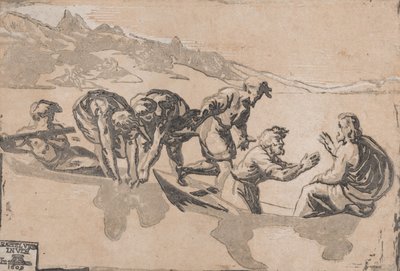 معجزة الأسماك ، بعد رافائيل ، 1511-1520 أعيد نشرها عام 1609. بواسطة نيكولو فيسينتينو