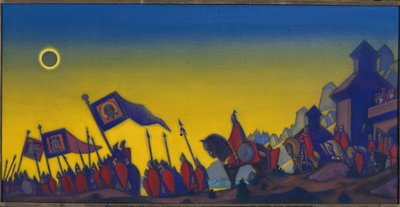 حملة إيغور. مستوحاة من الأدب السلافي في القرن الثاني عشر ، قصيدة ملحمية تستند إلى الحقائق العسكرية للأمير إيغور سفياتوسلافيتش ، المعروف باسم الشجاع (1151-1201 أو 1202). عمل نيكولاس رويريتش (1874-1947) ، تمبرا على قماش بواسطة نيكولاس رويريتش