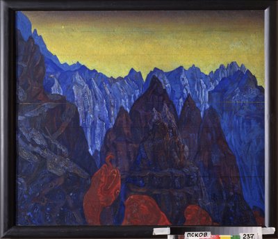 صرخة الحية. (المناظر الطبيعية الجبلية في التبت). رسم نيكولاس رويريتش (1874-1947) ، تمبرا على خشب بواسطة نيكولاس رويريتش