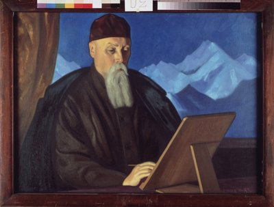 صورة للفنان نيكولاس (نيكولاس) رويريتش (1874-1947). لوحة لسفياتوسلاف نيكولايفيتش رويريتش (1904-1993) ، تمبرا على قماش. الفن الروسي ، القرن العشرين ، الفن الحديث. معرض الدولة تريتياكوف ، موسكو. بواسطة نيكولاس رويريتش