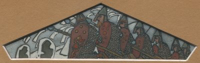 رسم للزخرفة المثلثية اليمنى لإفريز ماجوليكا "نورثرن لايف" ، 1905 بواسطة نيكولاس رويريتش