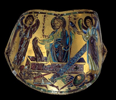 أرميلا: القيامة. سوار احتفالي من النحاس والمينا من Meuse. ورشة عمل نيكولاس فردان (حوالي 1130 / 50-1205) العصور الوسطى ، كاليفورنيا. 1170-1180. باريس ، متحف اللوفر بواسطة نيكولاس فردان