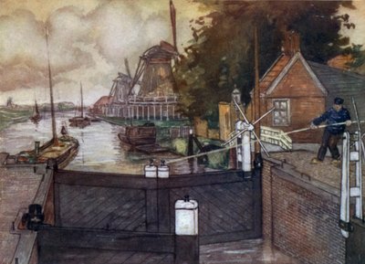 Noordervaldeursluis ، Zaandam (لون ليثو) بواسطة نيكو جونجمان