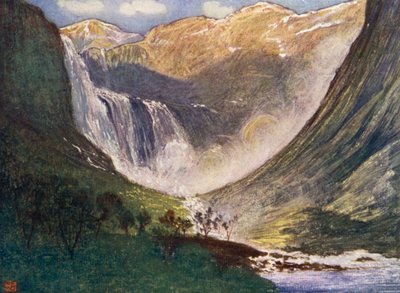 النرويج: Skjaeggedalsfos ، Hardanger (لون ليثو) بواسطة نيكو جونجمان