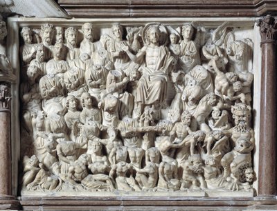 The Last Judgment (Last Judgment) Chair made by Nicola Pisano (1215/20-1278/84) (Marble pulpit) 1260 Baptistere Saint John of Pisa (Battistero san Giovanni di Pisa), Italy بواسطة نيكولا بيسانو
