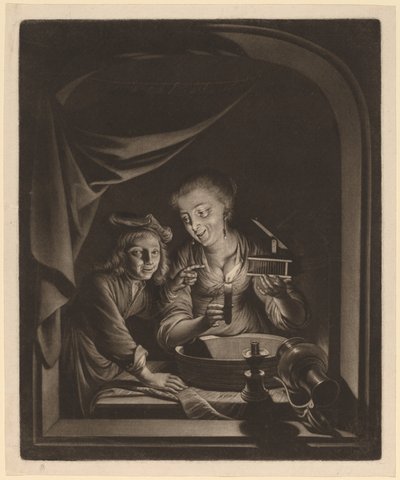 خادمة مع مصيدة فئران بواسطة Nicolaas Verkolje after Gerrit Dou