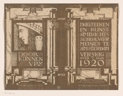 تصميم الغلاف لـ: Report of the Dagteeken- en Kunstambachtschool for Girls in Amsterdam حوالي عام 1920 بواسطة نيكولاس فان دي فيشت