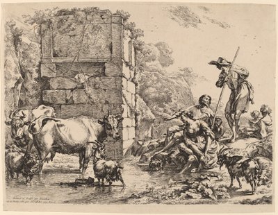 شرب البقر ، 1680. بواسطة نقولاس بيرشم