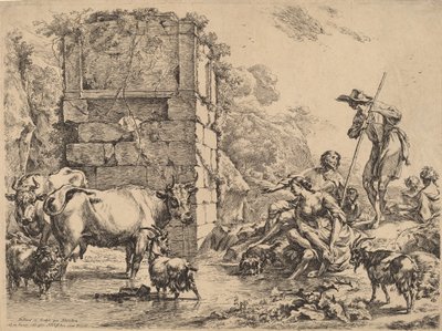 شرب البقر ، 1680. بواسطة نقولاس بيرشم