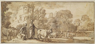عطارد وأرجوس مع قطيع من الماشية (قلم وحبر على ورق) بواسطة Nicolaes Cornelisz Moeyaert