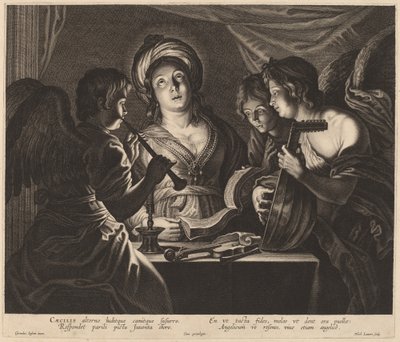 القديسة سيسيليا برفقة موسيقيين سماويين بواسطة Nicolaes Lauwers بعد Gerard Seghers