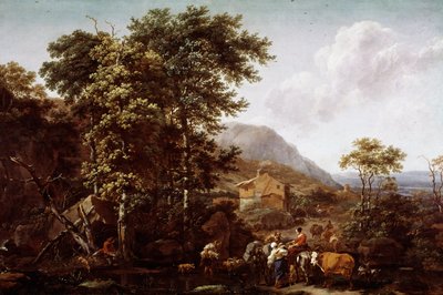 المناظر الطبيعية والحيوانات. لوحة لنيكولاس بيرشم (1620-1683) ، رسام هولندي بواسطة نقولا بيتيرز. برشم