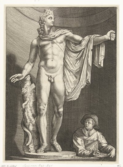 أبولو بلفيدير Apollo Pythivs (العنوان على الكائن) ثلاثة تماثيل أثرية في روما بعد جولتزيوس (عنوان السلسلة) بواسطة نيكولايس دي بروين